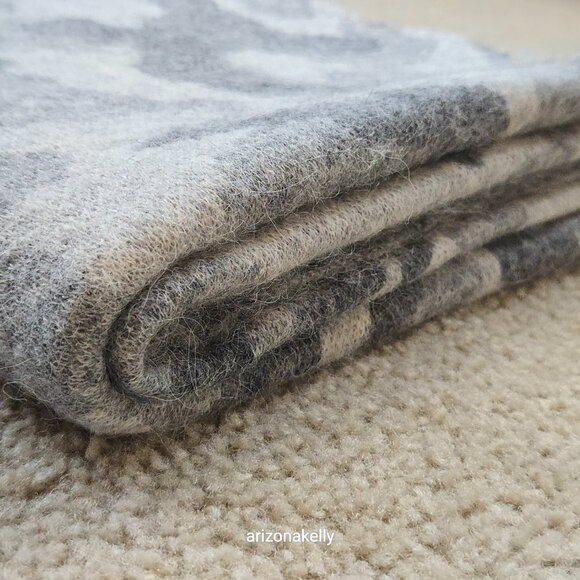 NWOT Grey Knit Camo Scarf Wool Alpaca - Picture 12 of 13